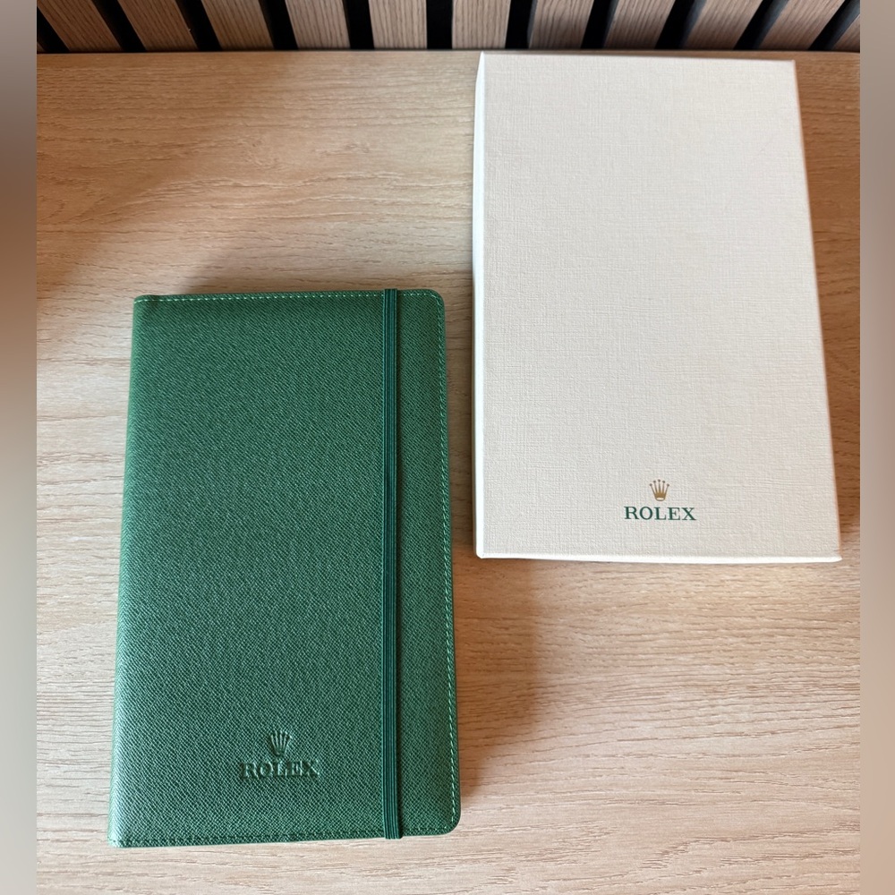 Rolex Green Leather Journal with Cream Box